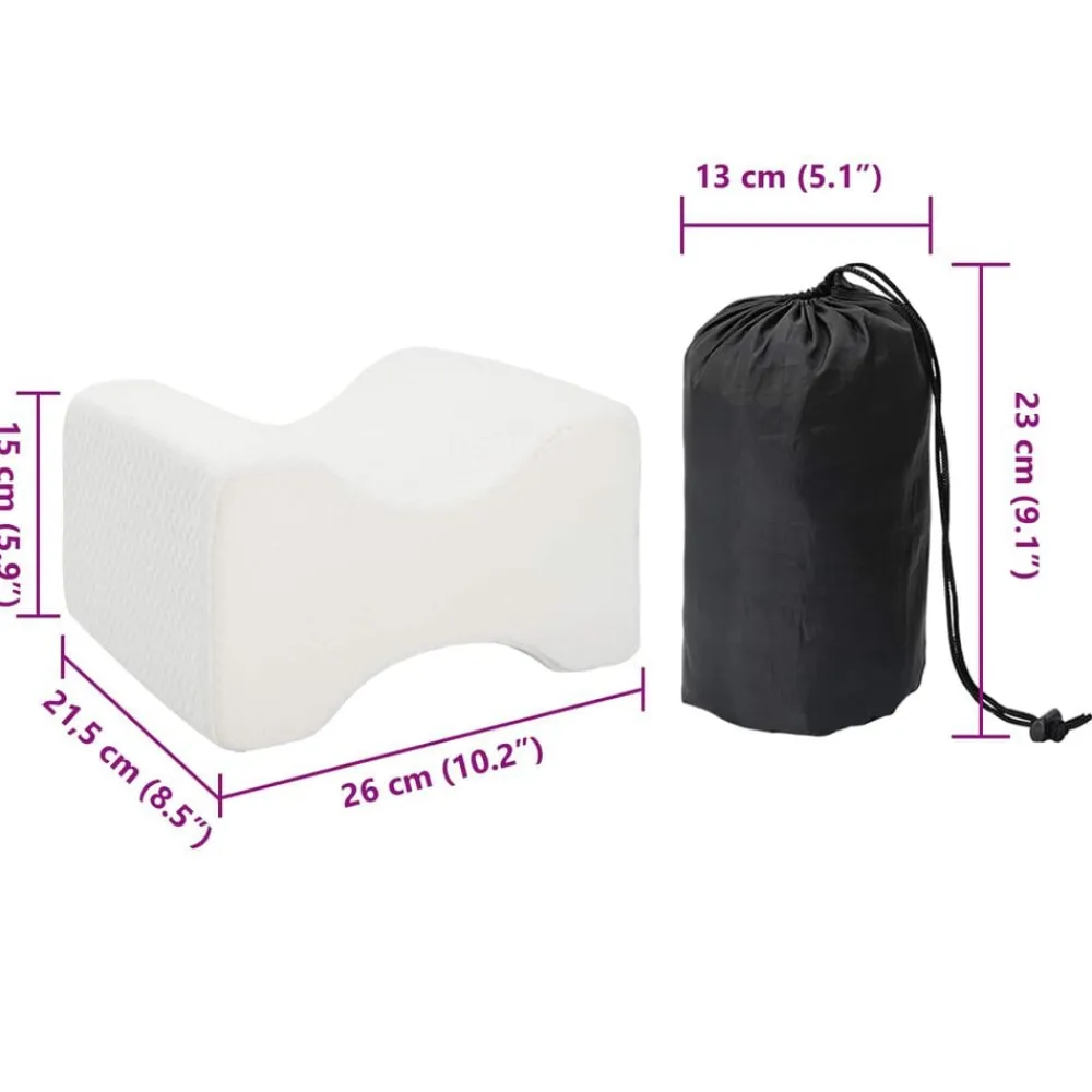 vidaXL Knee Pillow Espuma viscoelástica y poliéster 26 x 21,5 x 15 cm White Outlet
