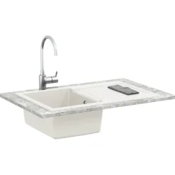 vidaXL Lavabo 780 x 500 mm 80% Cuarzo y 20% Resina White Clearance