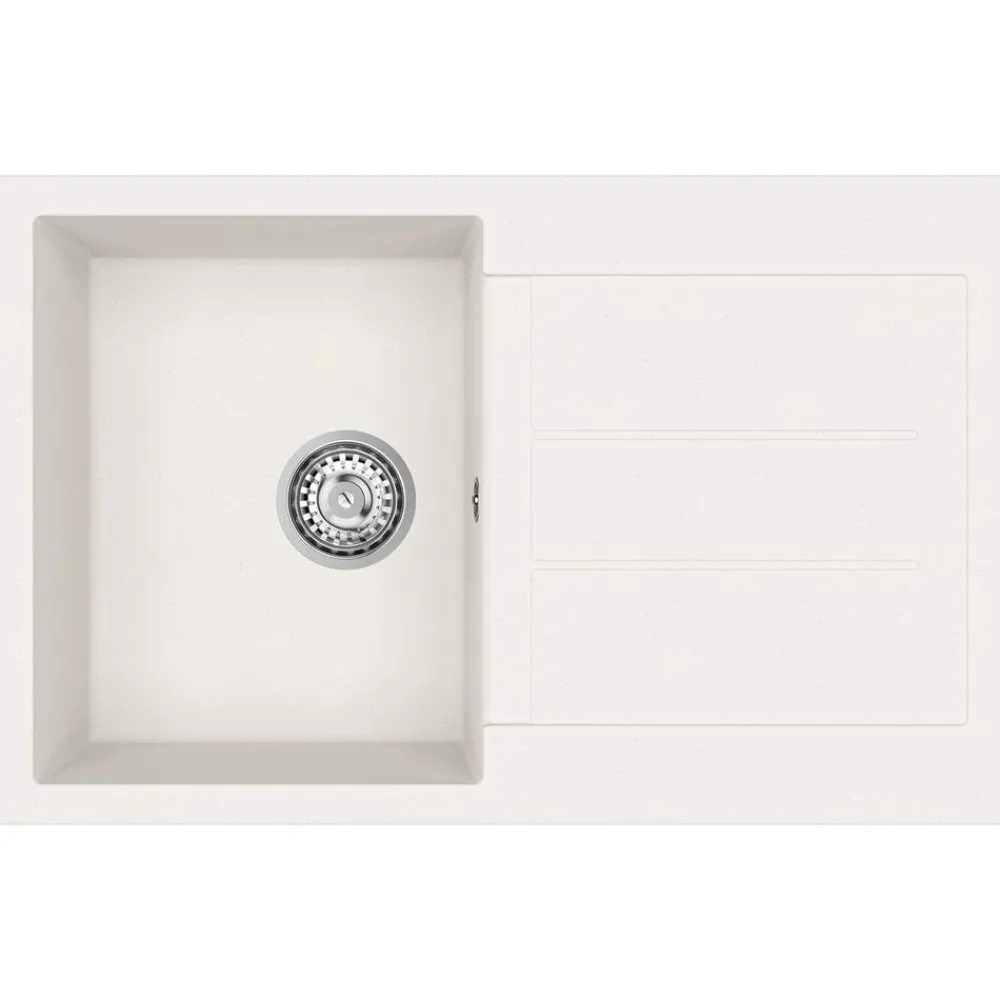 vidaXL Lavabo 780 x 500 mm 80% Cuarzo y 20% Resina White Clearance