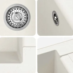 vidaXL Lavabo 780 x 500 mm 80% Cuarzo y 20% Resina White Clearance
