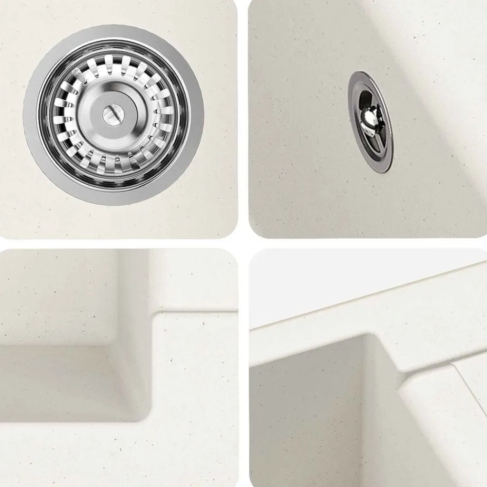 vidaXL Lavabo 780 x 500 mm 80% Cuarzo y 20% Resina White Clearance