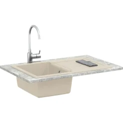 vidaXL Lavabo 780 x 500 mm 80% Cuarzo y 20% Resina Beige Outlet