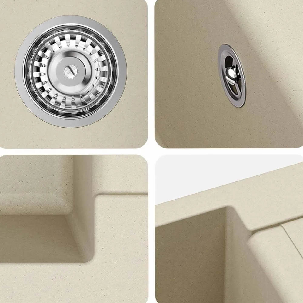 vidaXL Lavabo 780 x 500 mm 80% Cuarzo y 20% Resina Beige Outlet