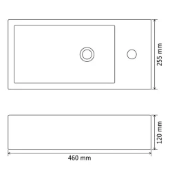 vidaXL Lavabo con agujero grifo rectangular cerámica 46x25,5x12 Negro Clearance