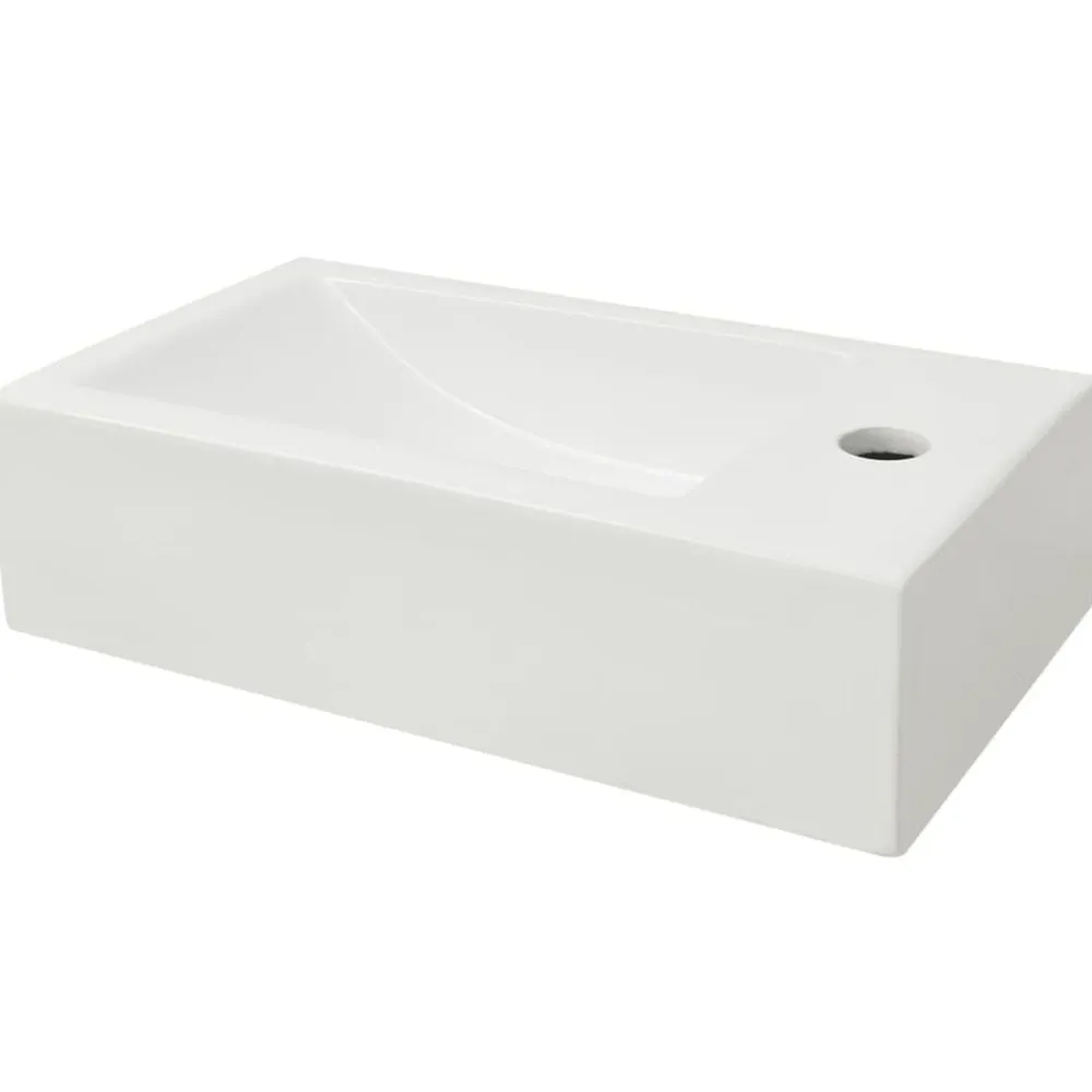 vidaXL Lavabo con agujero grifo rectangular cerámica 46x25,5x12 Blanco Clearance