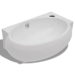 vidaXL Fontanería-Lavabo con hueco de grifo y rebosadero cerámica