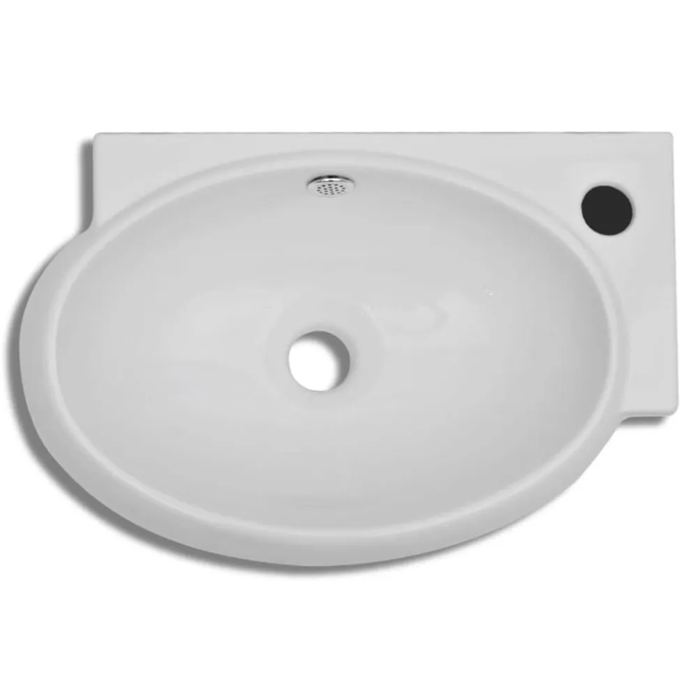 vidaXL Fontanería-Lavabo con hueco de grifo y rebosadero cerámica