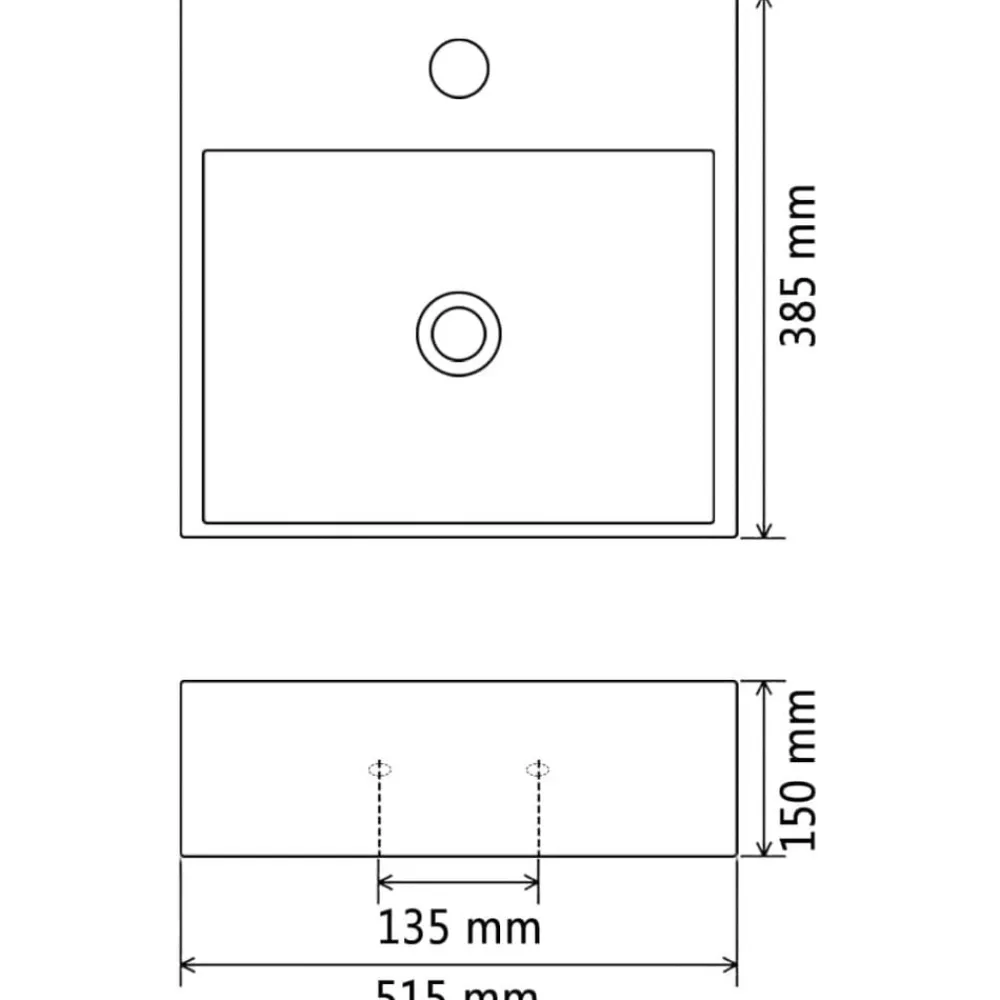 vidaXL Fontanería-Lavabo con orificio para grifo cerámica 51,5x38,5x15 cm