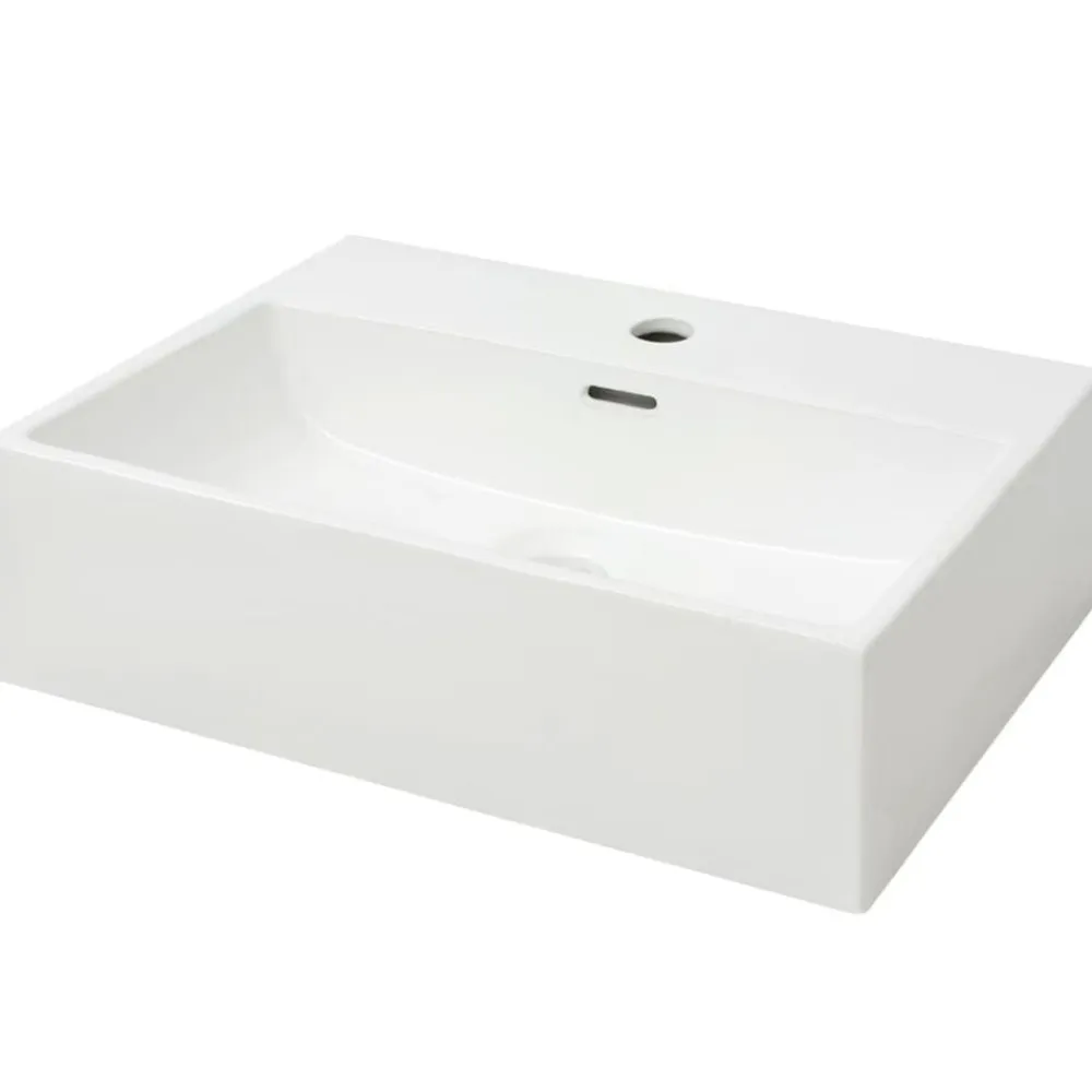 vidaXL Lavabo con orificio para grifo cerámica 51,5x38,5x15 cm Blanco Outlet