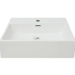 vidaXL Lavabo con orificio para grifo cerámica 51,5x38,5x15 cm Blanco Outlet