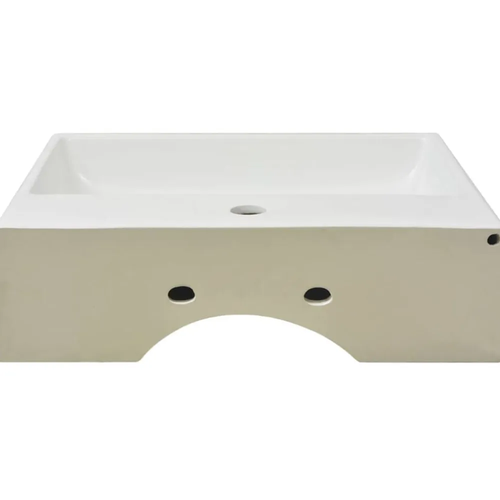 vidaXL Lavabo con orificio para grifo cerámica 51,5x38,5x15 cm Blanco Outlet