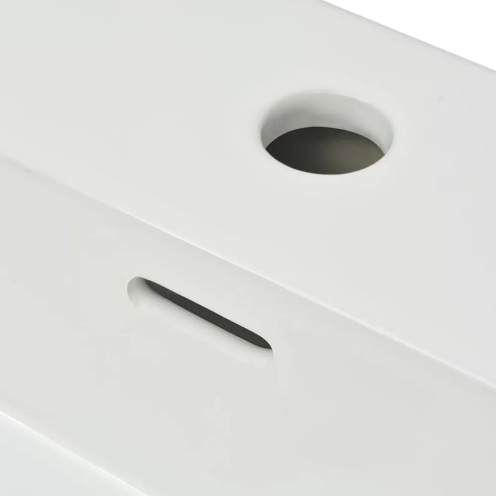 vidaXL Lavabo con orificio para grifo cerámica 51,5x38,5x15 cm Blanco Outlet