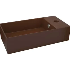 vidaXL Lavabo con rebosadero cerámica marrón oscuro Marr&oacute;n oscuro Clearance