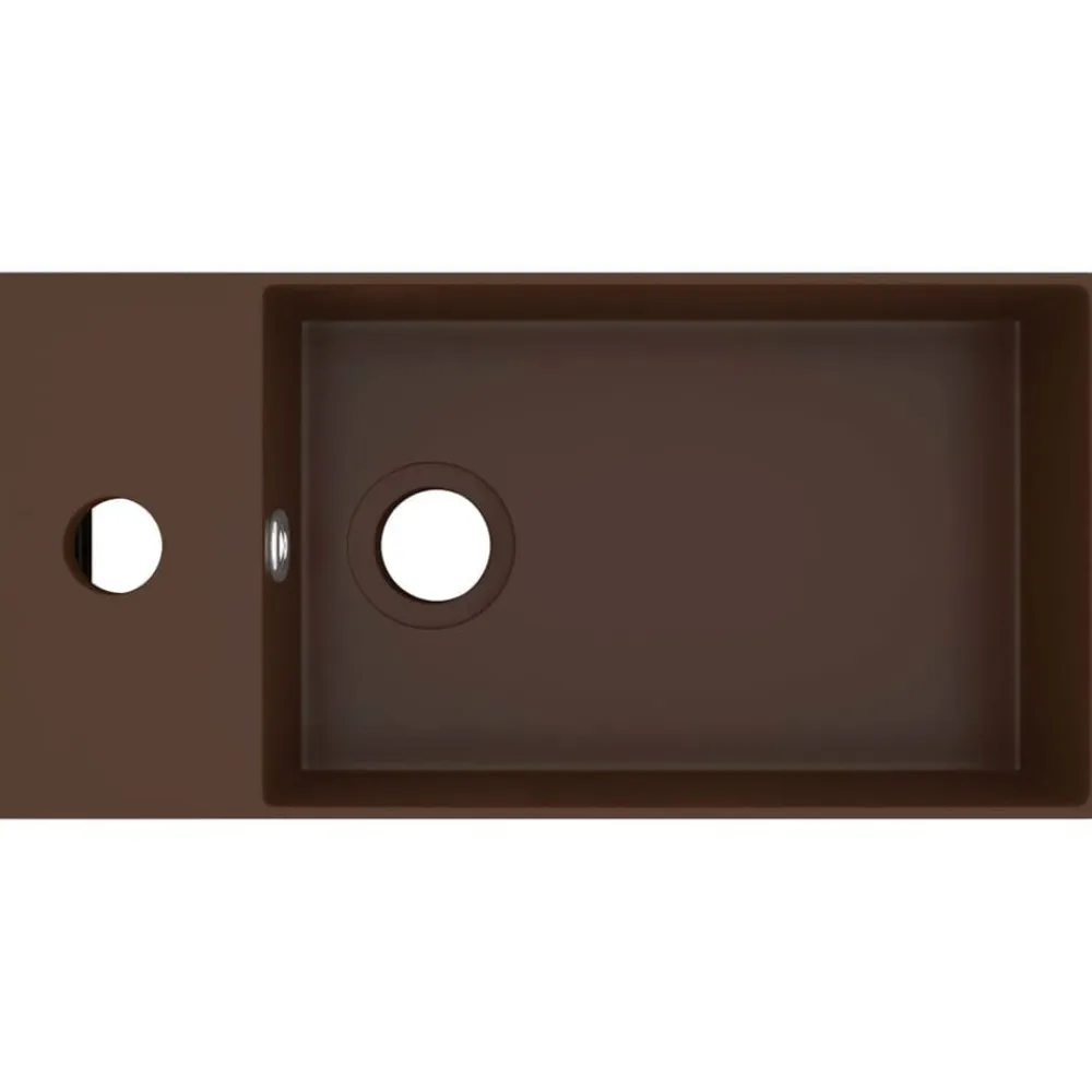 vidaXL Lavabo con rebosadero cerámica marrón oscuro Marrón oscuro Clearance