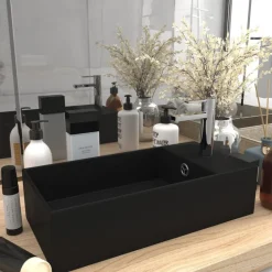 vidaXL Fontanería-Lavabo con rebosadero cerámica mate