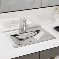 vidaXL Fontanería-Lavabo con rebosadero cerámica 60x46x16 cm