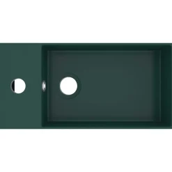 vidaXL Lavabo con rebosadero cerámica Verde oscuro Clearance