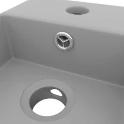 vidaXL Lavabo con rebosadero cerámica Gris claro Best