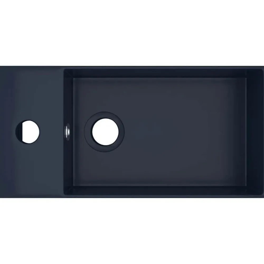 vidaXL Lavabo con rebosadero cerámica Azul oscuro Online