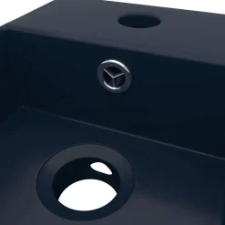 vidaXL Lavabo con rebosadero cerámica Azul oscuro Online