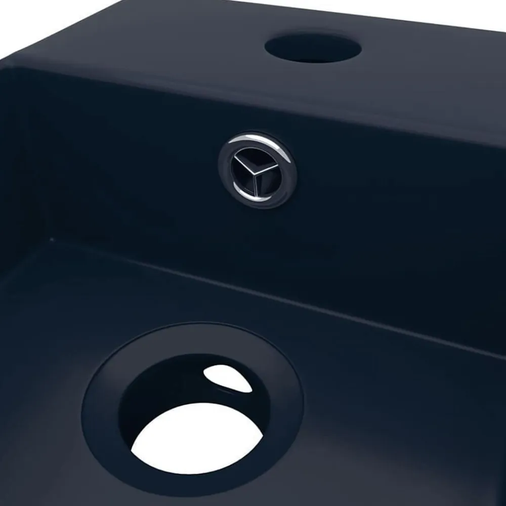 vidaXL Lavabo con rebosadero cerámica Azul oscuro Online