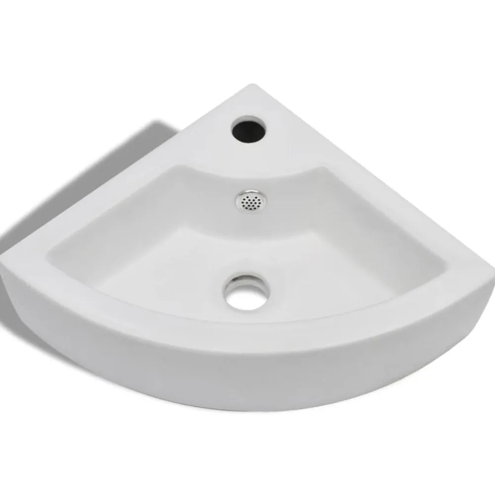 vidaXL Lavabo con rebosadero 45x32x12,5 cm Blanco Hot
