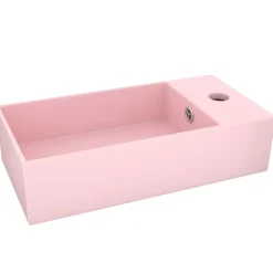 vidaXL Lavabo con rebosadero cerámica mate Rosa New
