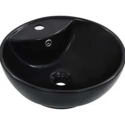 vidaXL Lavabo con rebosadero 46,5x18 cm cerámica Negro Discount