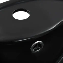 vidaXL Lavabo con rebosadero 46,5x18 cm cerámica Negro Discount
