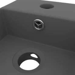 vidaXL Lavabo con rebosadero cerámica Gris oscuro Best