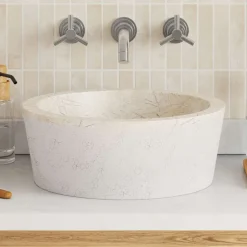 vidaXL Fontanería-Lavabo mármol Ø40x15 cm