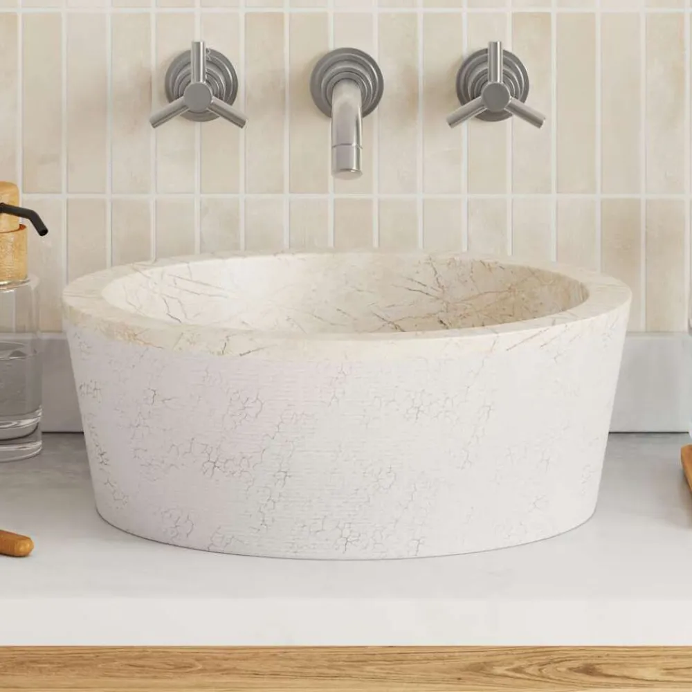 vidaXL Fontanería-Lavabo mármol Ø40x15 cm