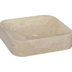 vidaXL Lavabo mármol 40x40x10 cm Crema Clearance