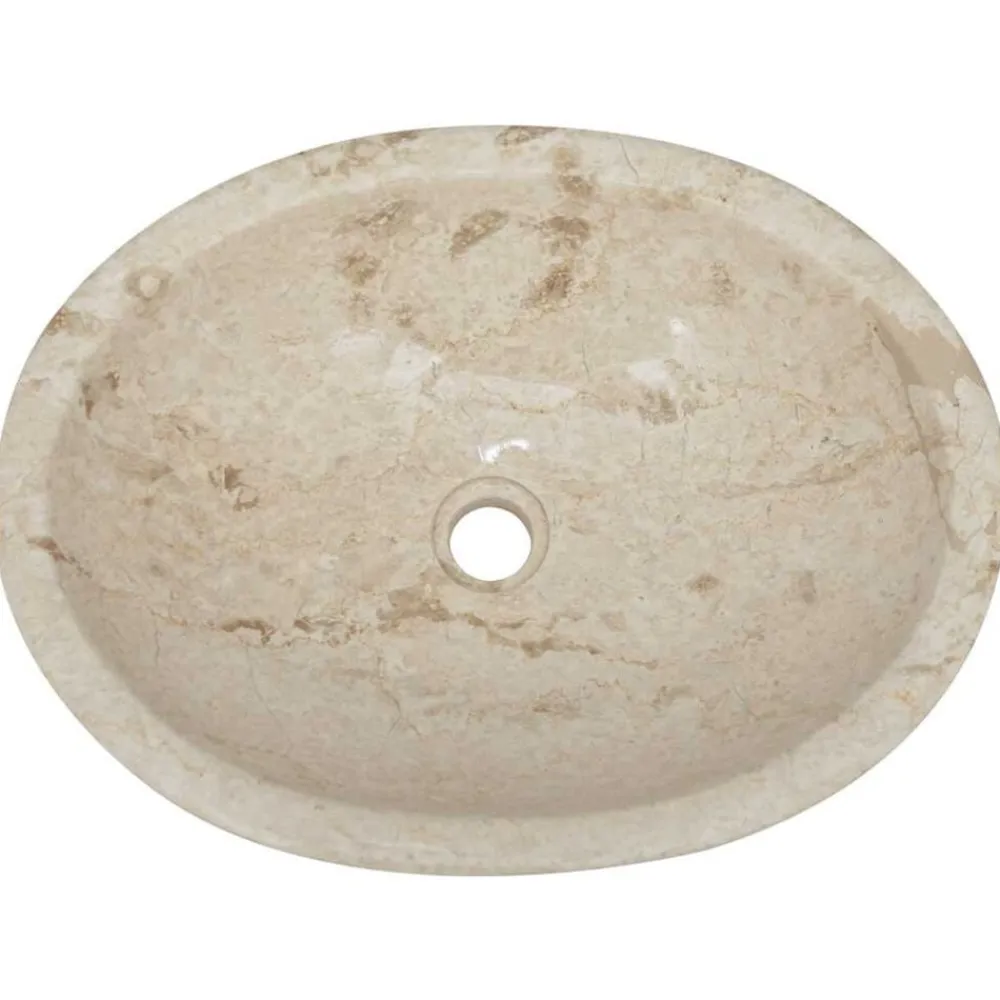 vidaXL Lavabo mármol 53x40x15 cm Crema New