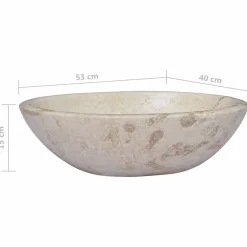 vidaXL Lavabo mármol 53x40x15 cm Crema New