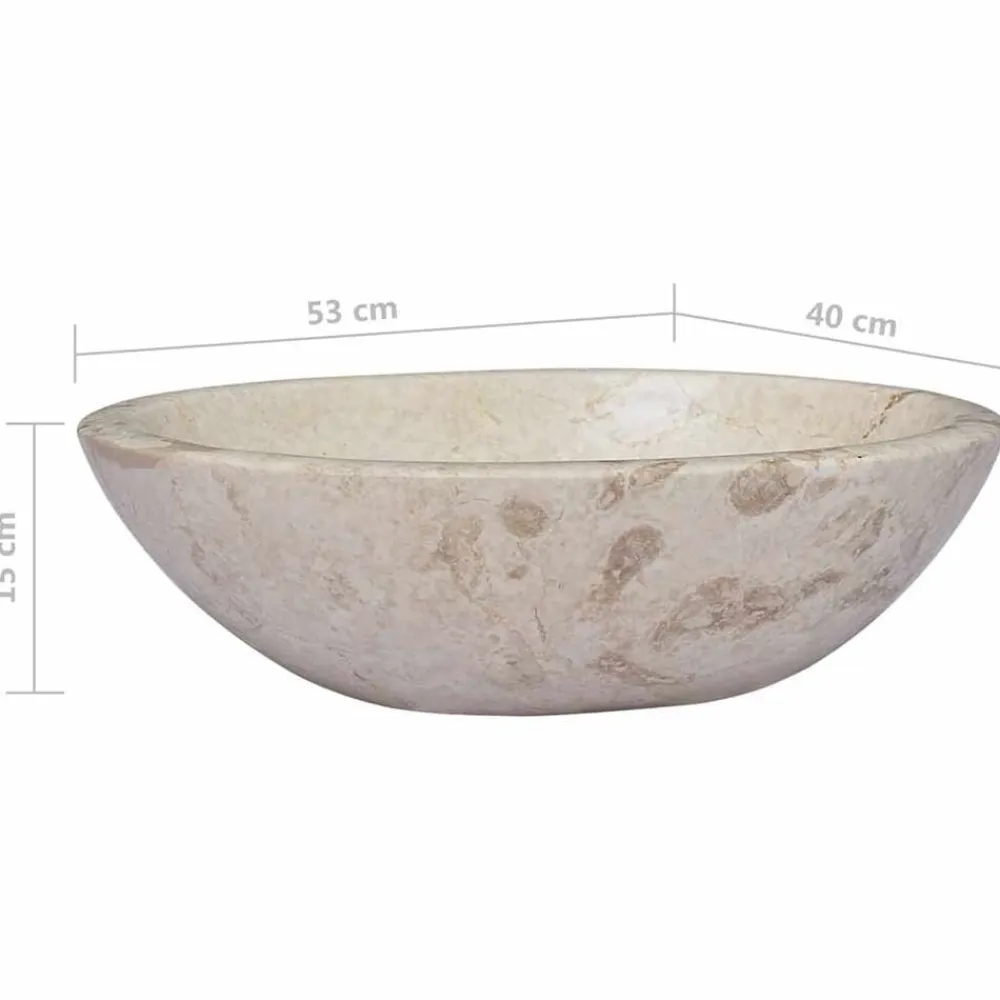 vidaXL Lavabo mármol 53x40x15 cm Crema New