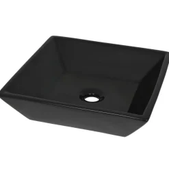 vidaXL Lavabo cuadrado de cerámica 41,5x41,5x12 cm Negro
