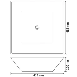 vidaXL Lavabo cuadrado de cerámica 41,5x41,5x12 cm Negro