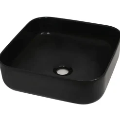 vidaXL Lavabo cuadrado de cerámica 38x38x13,5 cm Negro Clearance