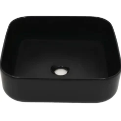 vidaXL Lavabo cuadrado de cerámica 38x38x13,5 cm Negro Clearance
