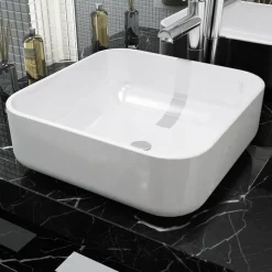 vidaXL Fontanería-Lavabo cuadrado de cerámica 39x39x13,5 cm