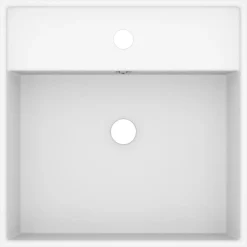 vidaXL Lavabo cuadrado rebosadero cerámica 41x41 cm blanco mate New