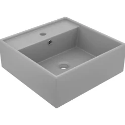 vidaXL Fontanería-Lavabo cuadrado rebosadero cerámica 41x41 cm