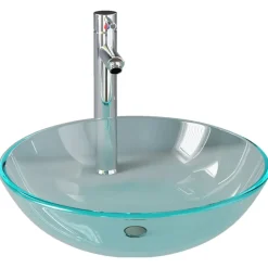 vidaXL Lavabo de baño con grifo y desagüe de empuje vidrio templado Online