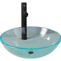 vidaXL Lavabo de baño con grifo y desagüe de empuje vidrio templado Online