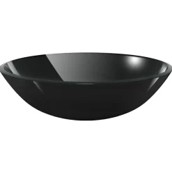 vidaXL Lavabo de baño grifo y desagüe de empuje vidrio templado negro Hot