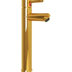 vidaXL Lavabo de baño grifo&desagüe de empuje vidrio templado dorado Outlet