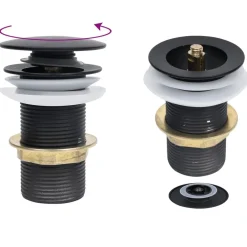 vidaXL Lavabo de baño grifo&desagüe de empuje vidrio templado dorado