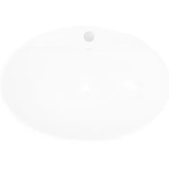 vidaXL Lavabo de cerámica ovalado con orificio de grifo y rebosadero Blanco
