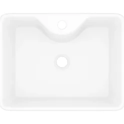 vidaXL Lavabo de cerámica cuadrado orificio de grifo y desagüe Blanco New